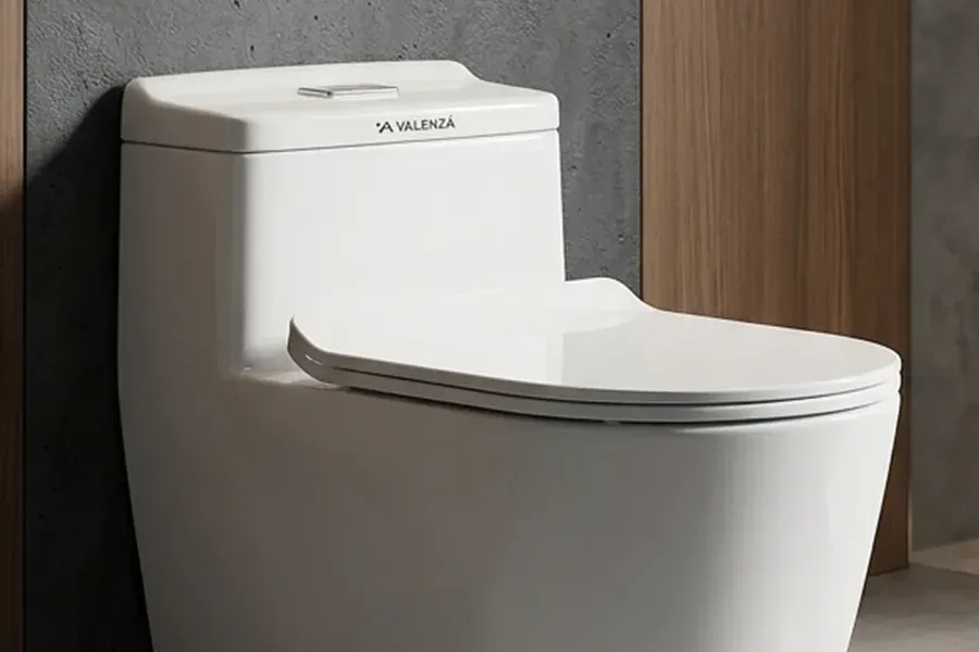 Modern floor-mounted toilet in a luxury bathroom