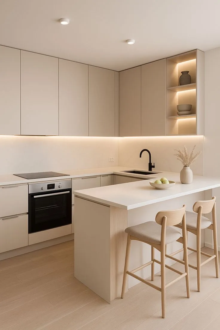 Contemporary fitted kitchen with island and premium finishes