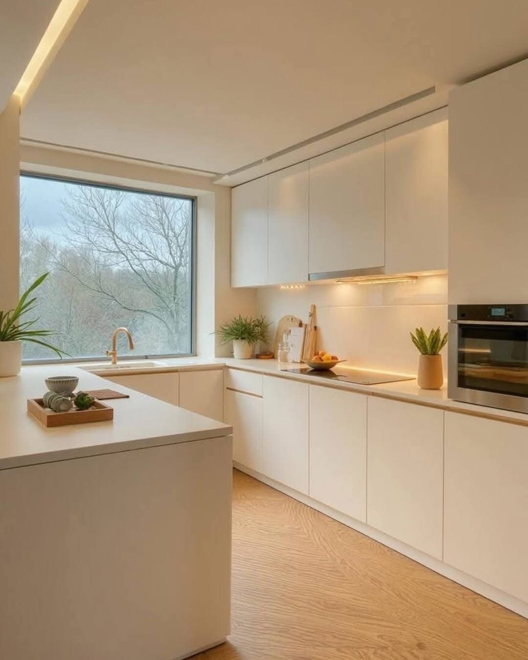 Minimalist luxury kitchen with integrated appliances