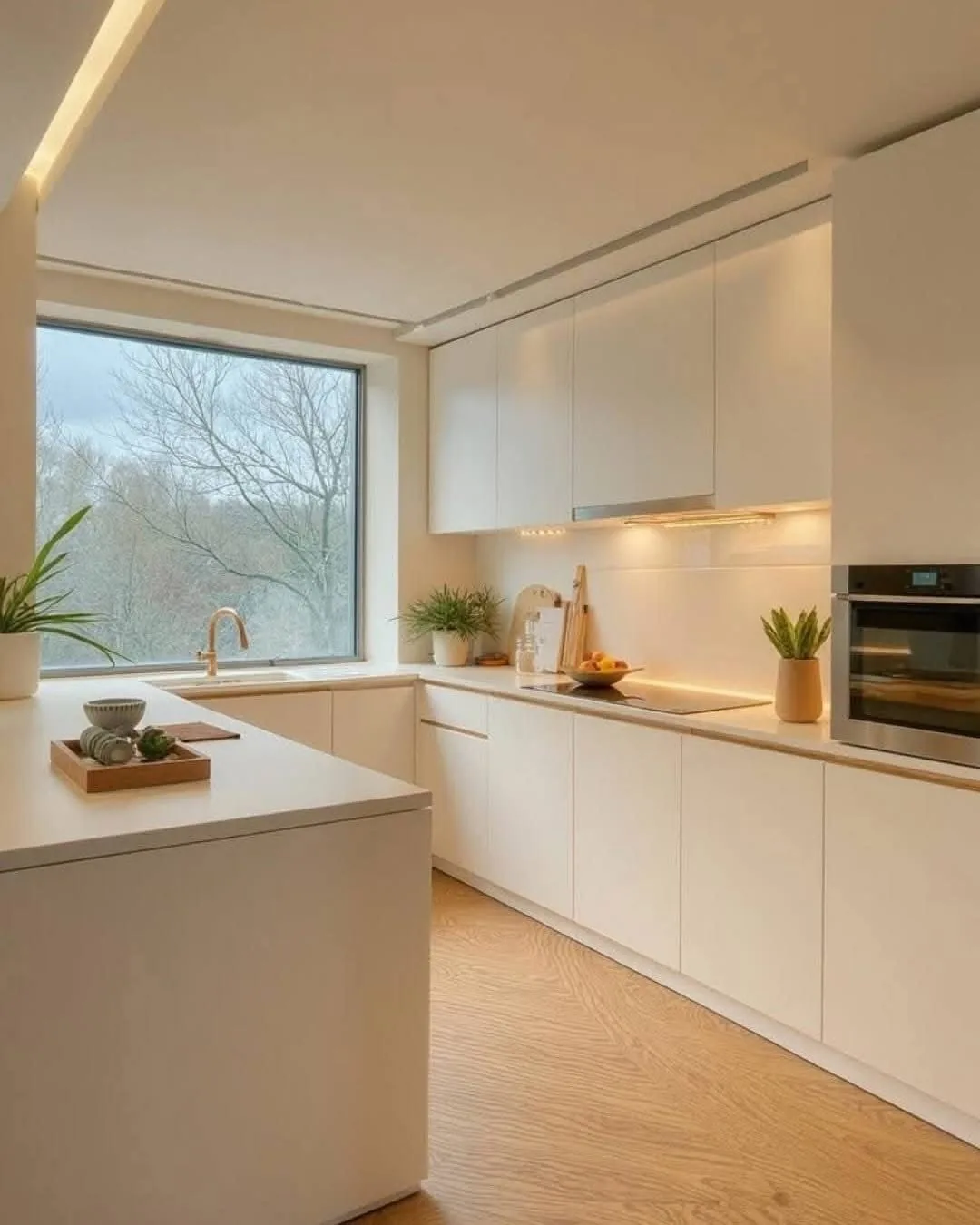 Minimalist luxury kitchen with integrated appliances