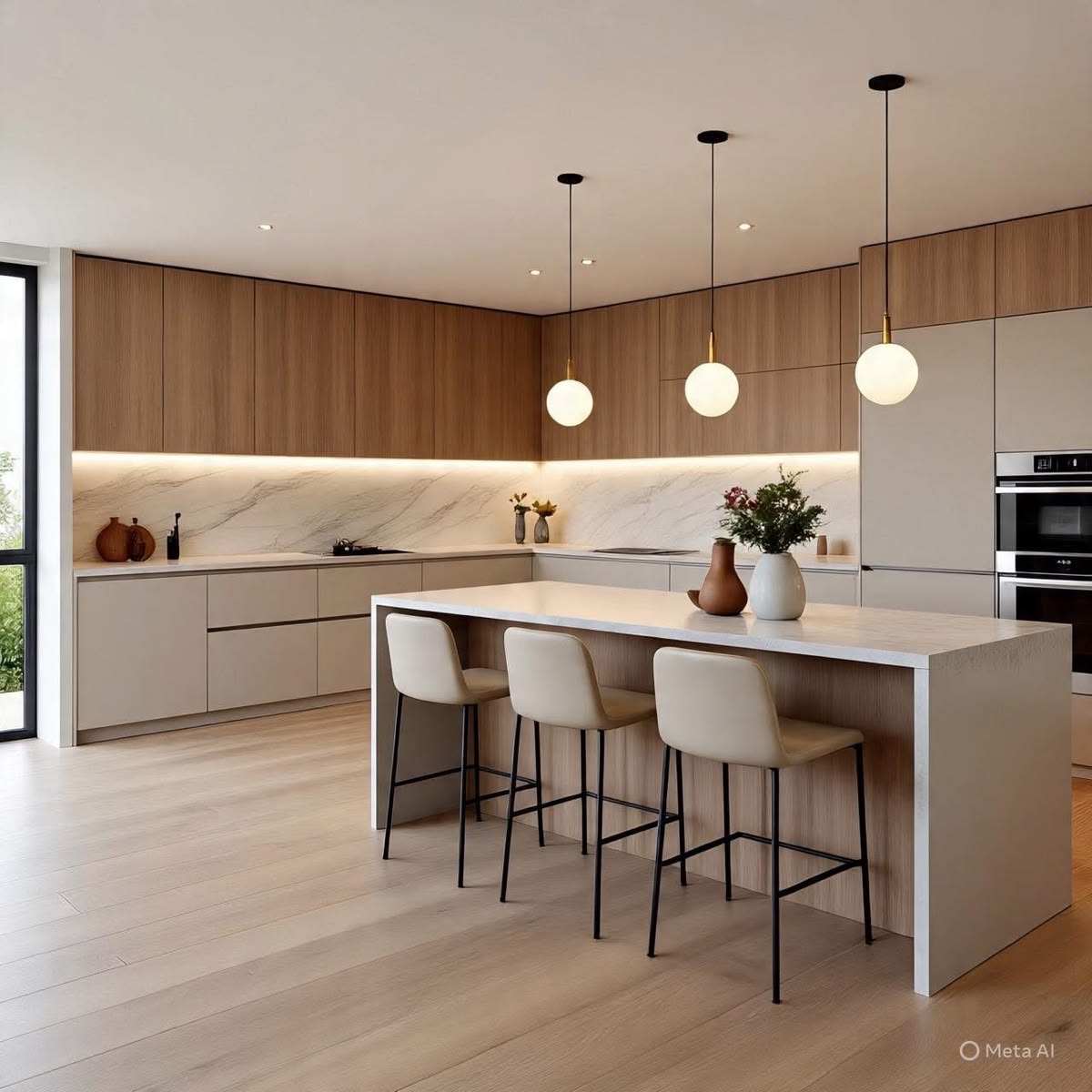 Modern kitchen with premium cabinetry and lighting
