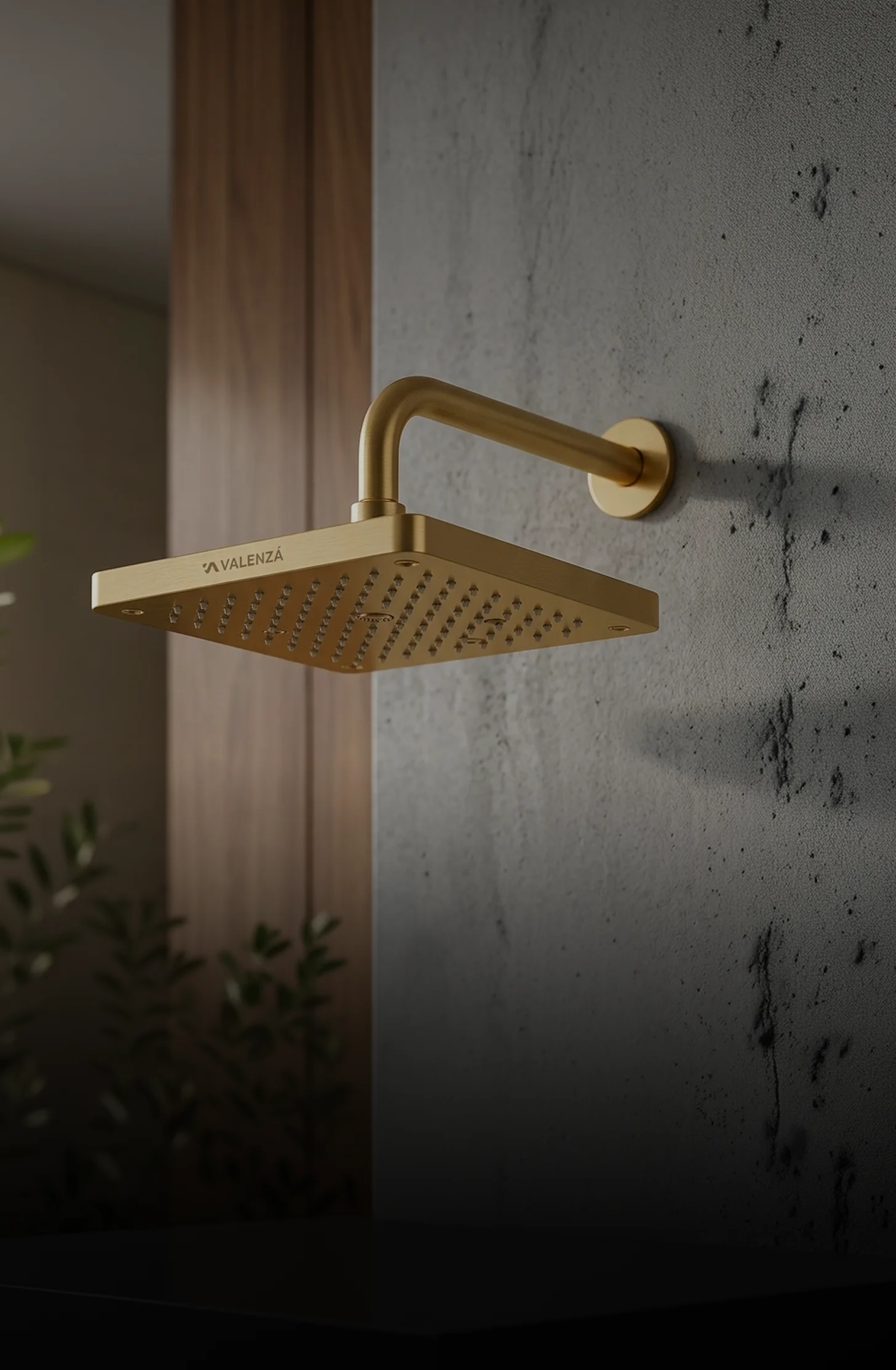 Rainfall shower head in a spa-style bathroom