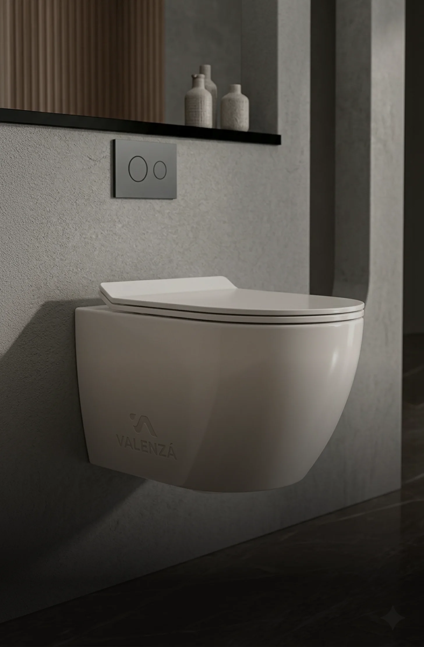 Modern wall-hung toilet in a luxury bathroom