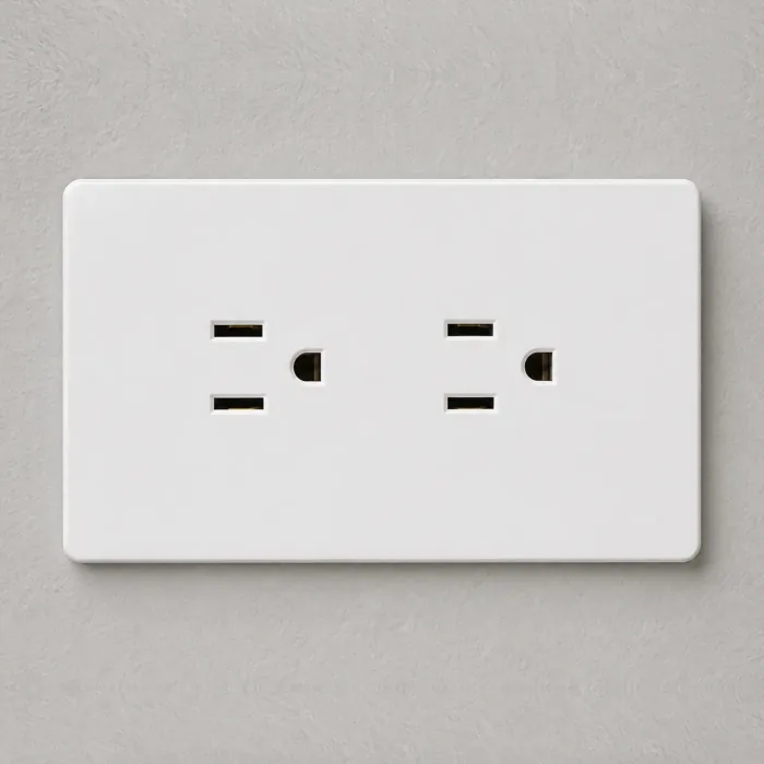 White plate with two American earthed sockets side by side